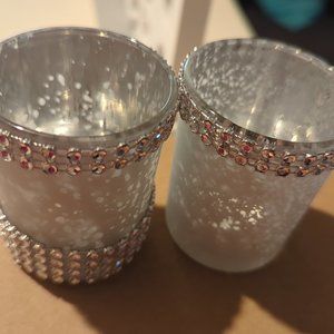 12 Rhinestone Frosted Candle Holder